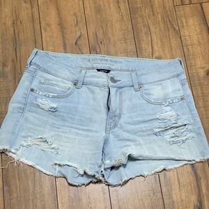 Light wash jean shorts